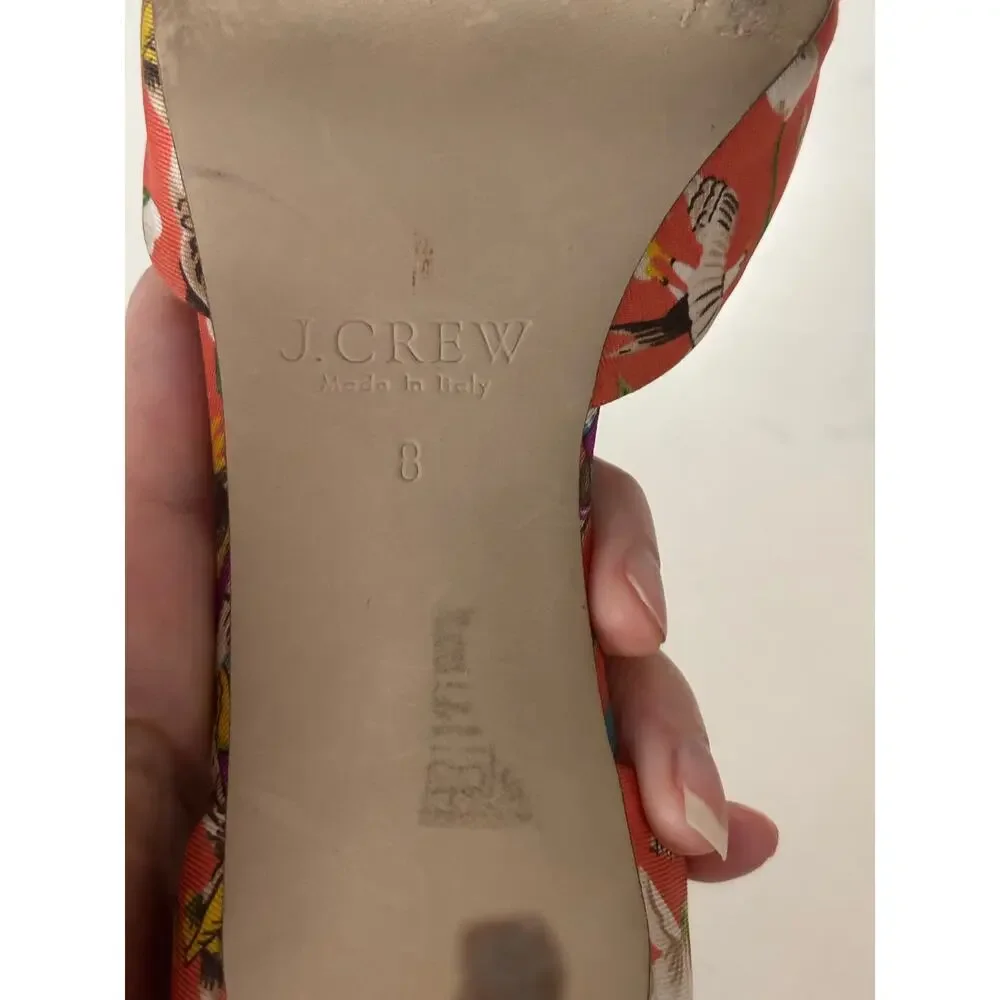 J.Crew Silk Lucie dorsay Pumps sz 8.5 Sweet Orange floral made in Italy chic